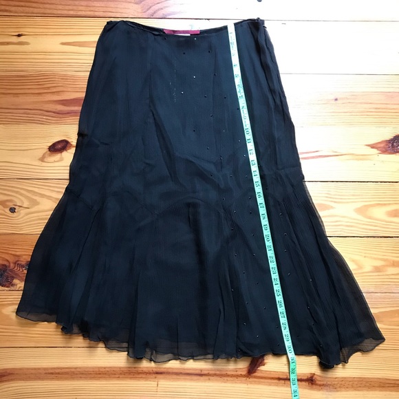 Emma Black Silk Rhinestone Skirt, GUC, 8 - Picture 5 of 9